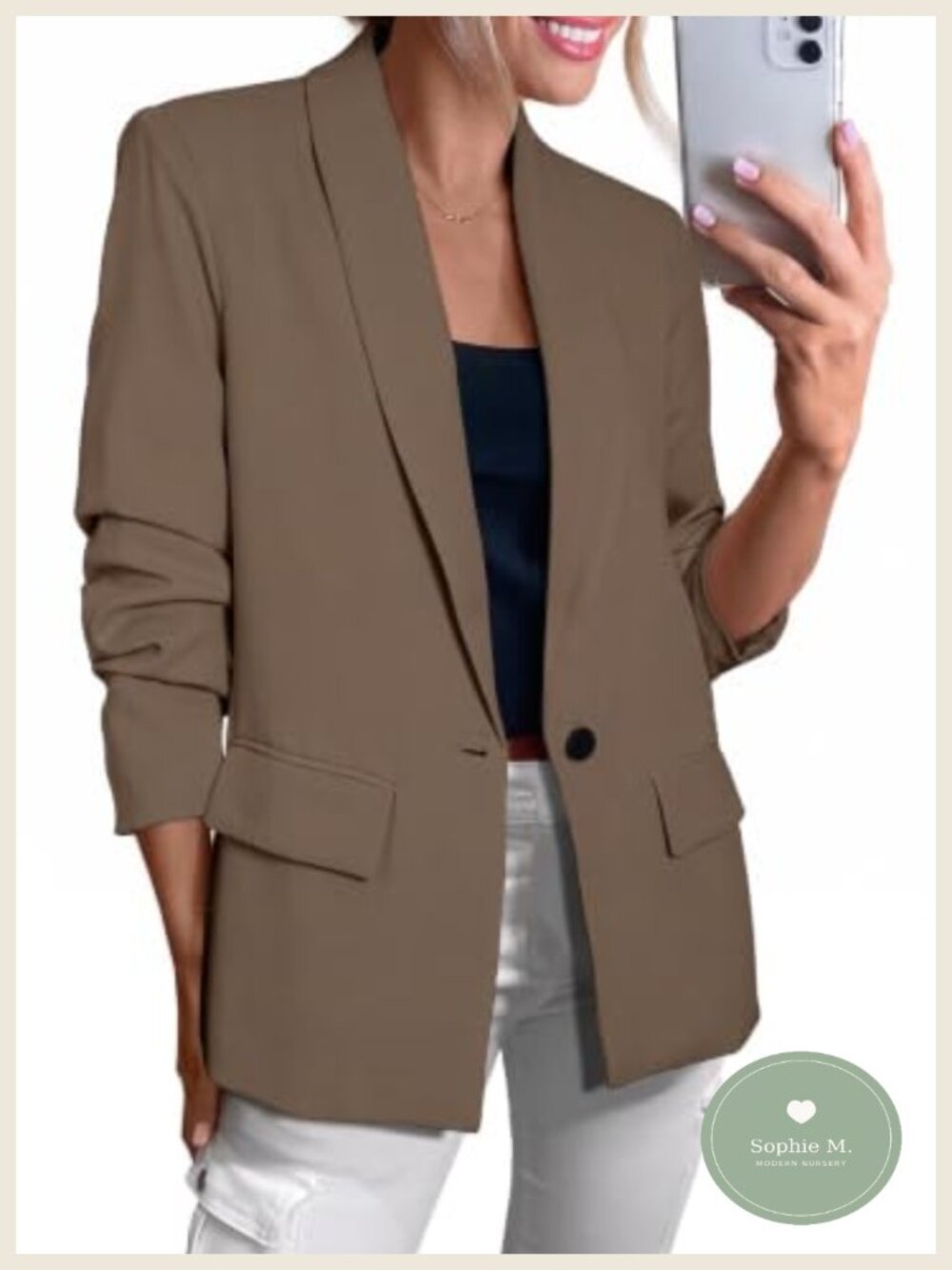 Women's Open Front Blazer Suit Jacket Shawl Collar Long Sleeve